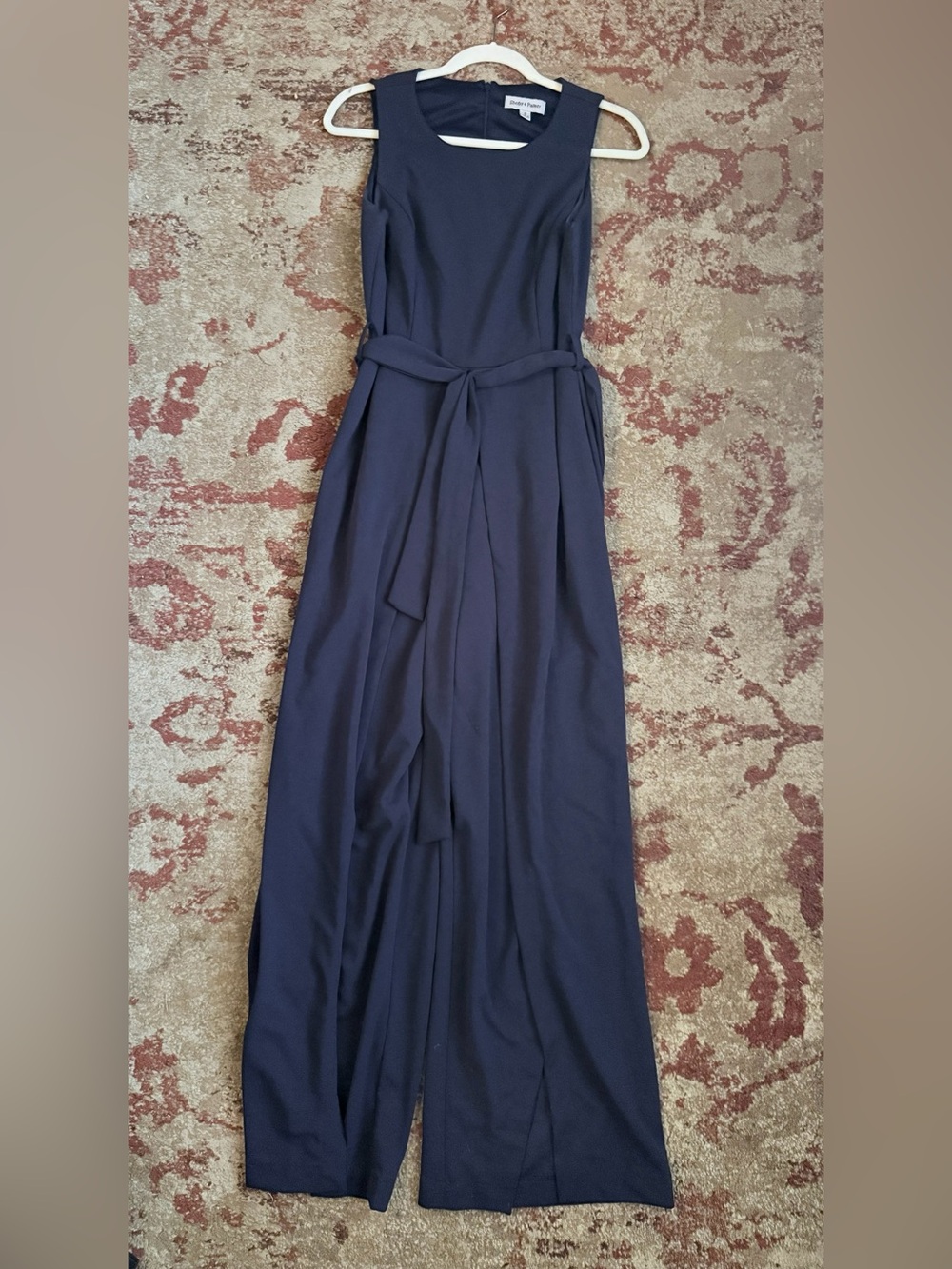Shelby & Palmer Navy Slit-Leg Wide-Leg Jumpsuit Size 8